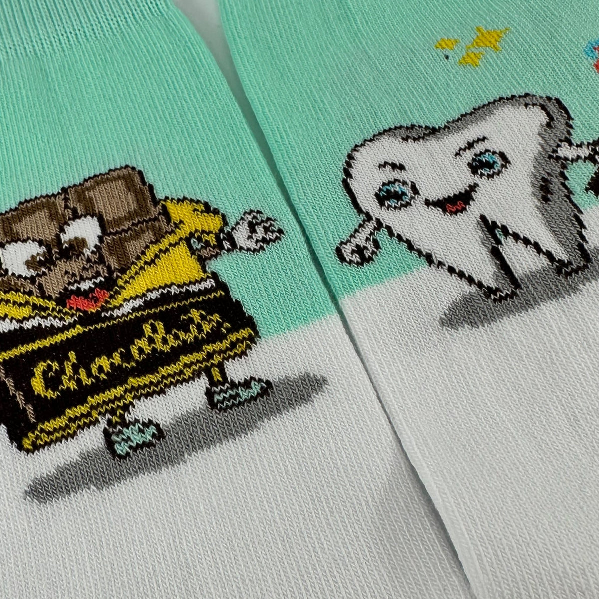 Chocolate vs. Toothbrush Socks from the Sock Panda (Adult Small - Shoe Sizes 2-5), ChocVsToothSm