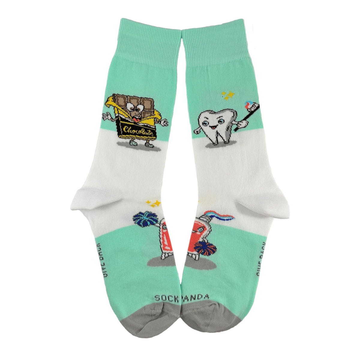 Chocolate vs. Toothbrush Socks from the Sock Panda (Adult Small - Shoe Sizes 2-5), ChocVsToothSm