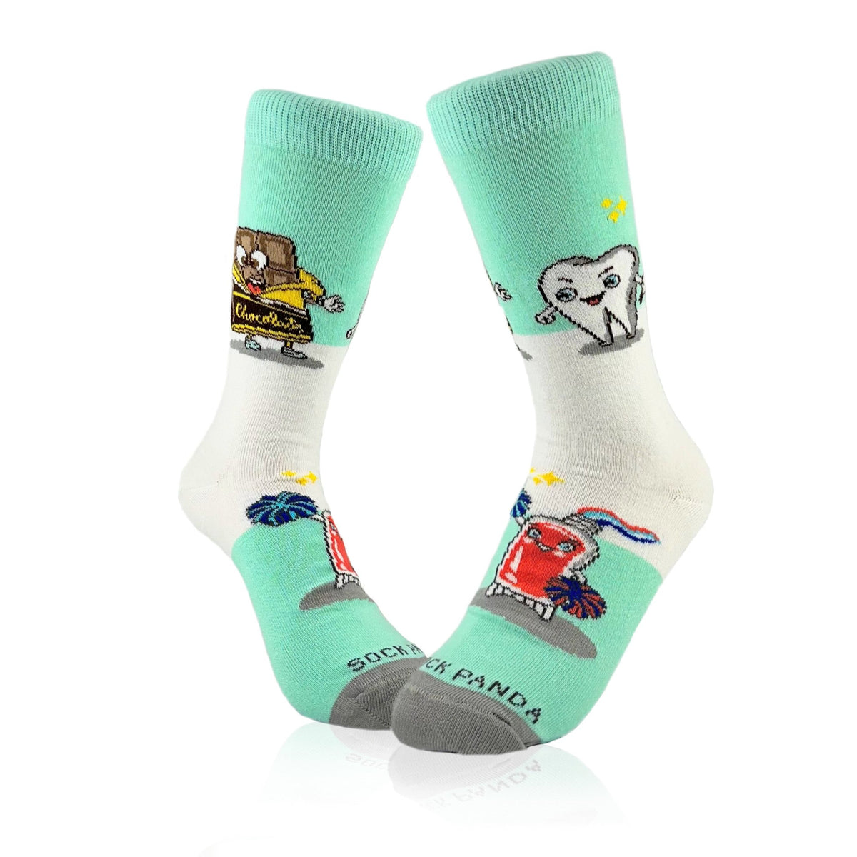 Chocolate vs. Toothbrush Socks from the Sock Panda (Adult Small - Shoe Sizes 2-5), ChocVsToothSm