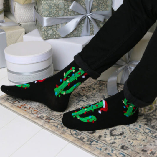 Christmas Cactus Tree Crew Socks