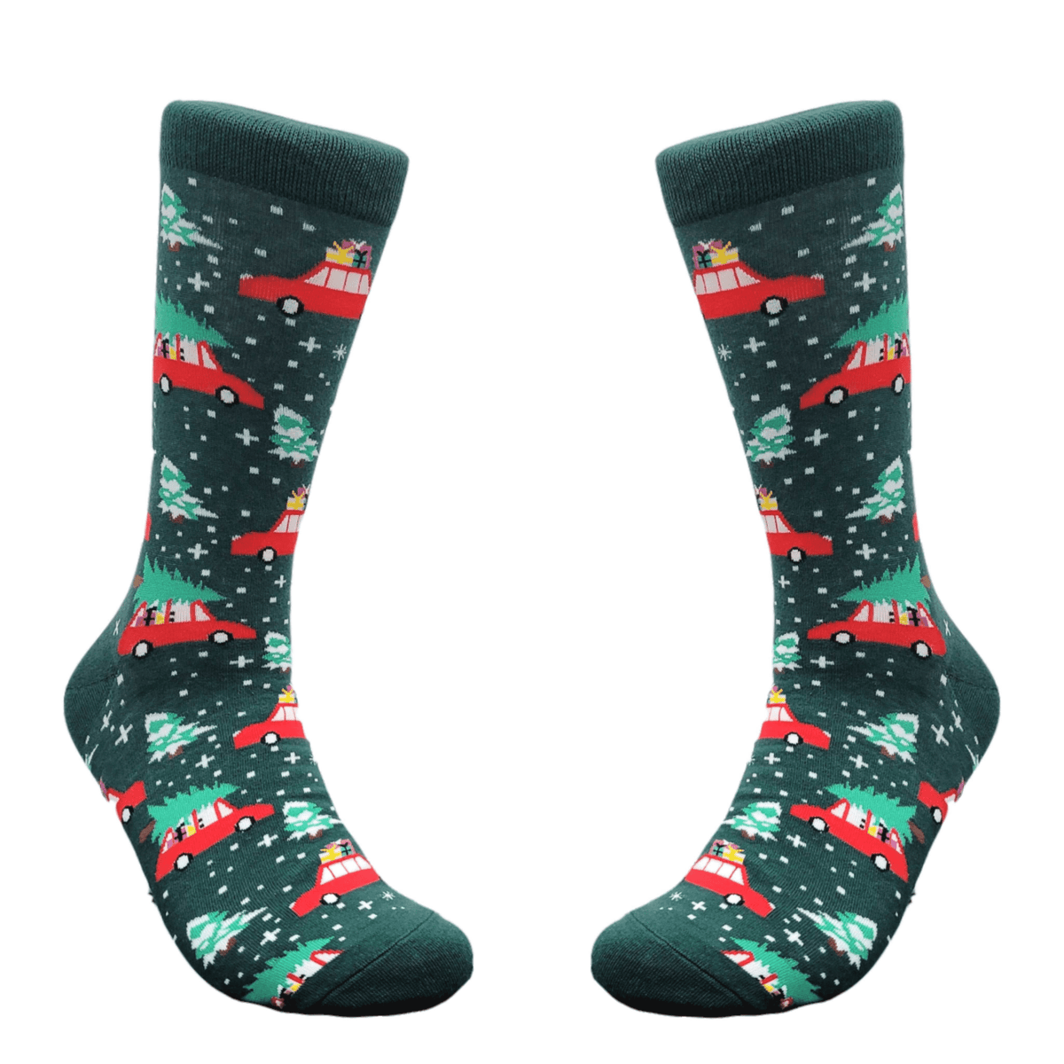 Christmas Tree on a Car Socks from the Sock Panda, Christmas Car Lg