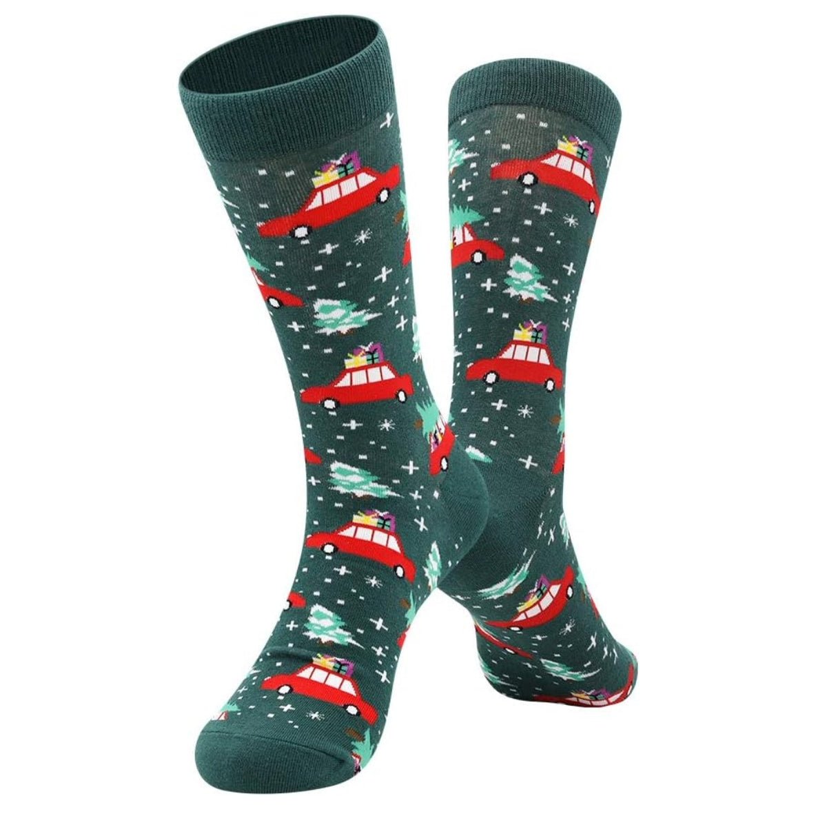 Christmas Tree on a Car Socks from the Sock Panda, Christmas Car Lg