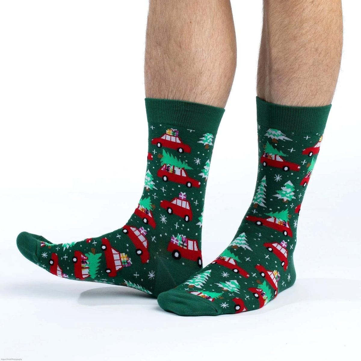 Christmas Tree on a Car Socks from the Sock Panda, Christmas Car Lg