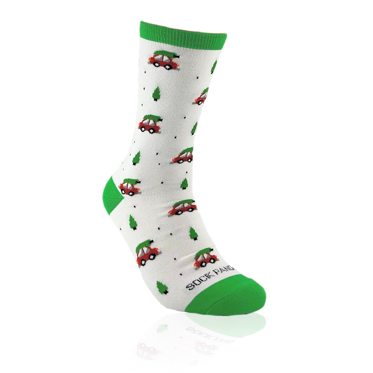 Christmas Tree on a Car Socks from the Sock Panda (Adult Medium), XmasTreeCarMd