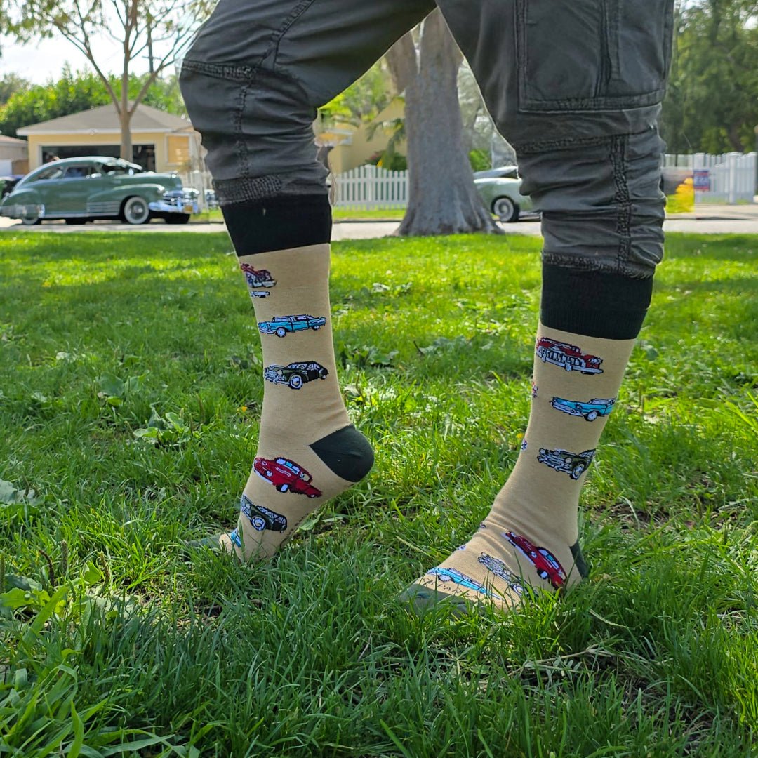 Classic Cars Socks from the Sock Panda (Adult Large - Men's Shoe Sizes 8-12), ClassicCarsLg