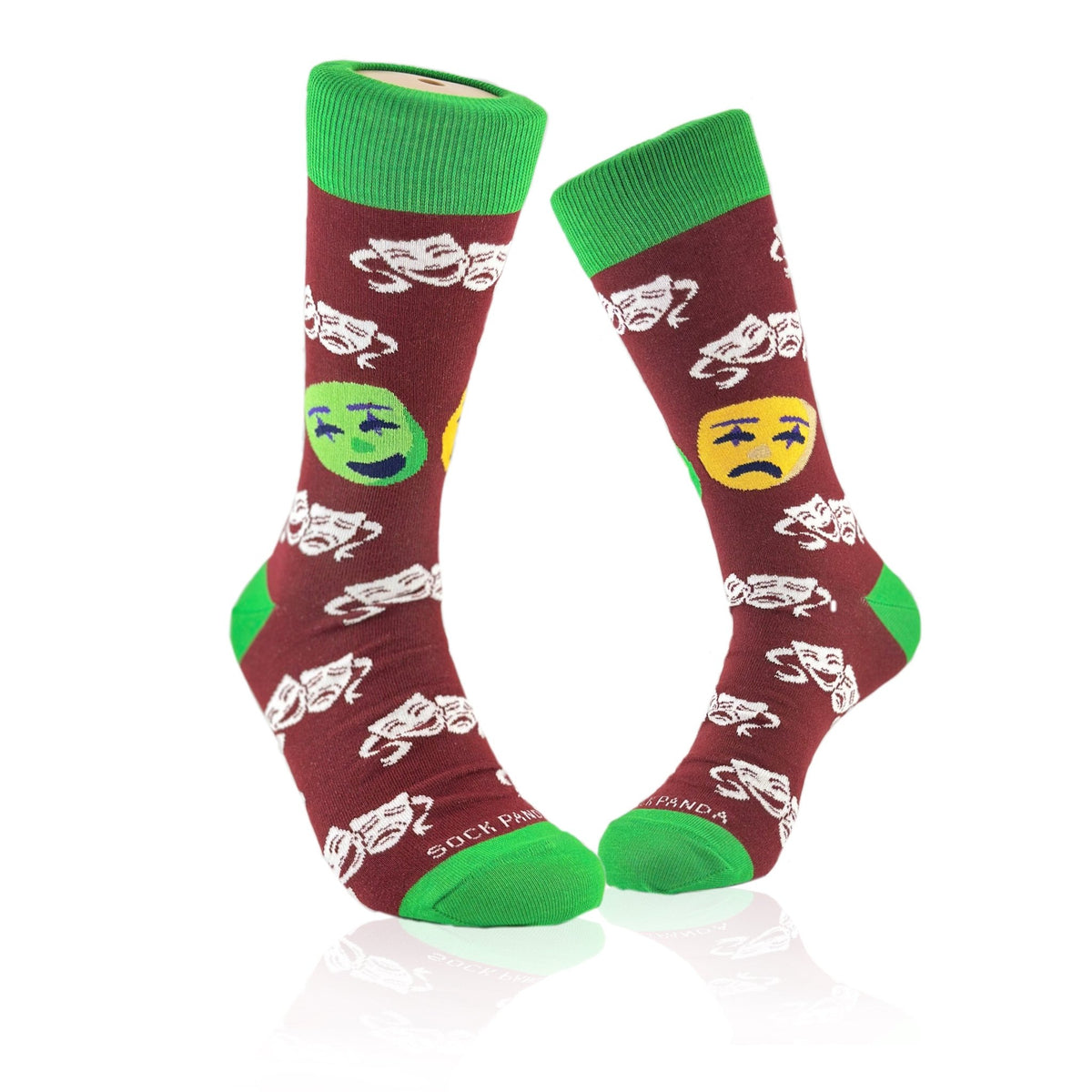 Classical Comedy and Tragedy Masks Socks from the Sock Panda, HappySadMaskLg
