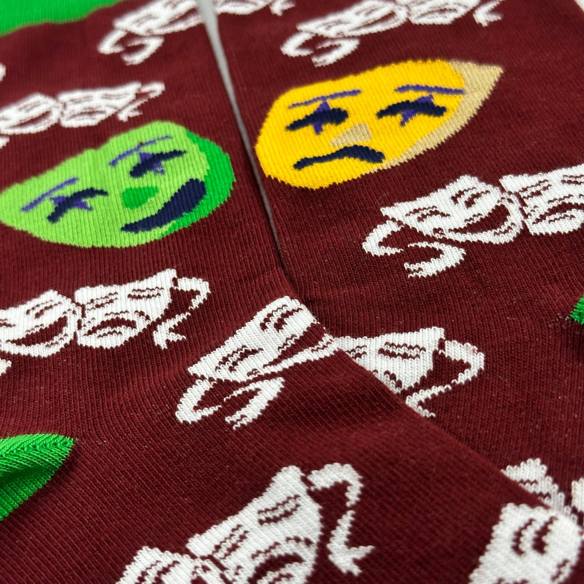 Classical Comedy and Tragedy Masks Socks from the Sock Panda, HappySadMaskLg