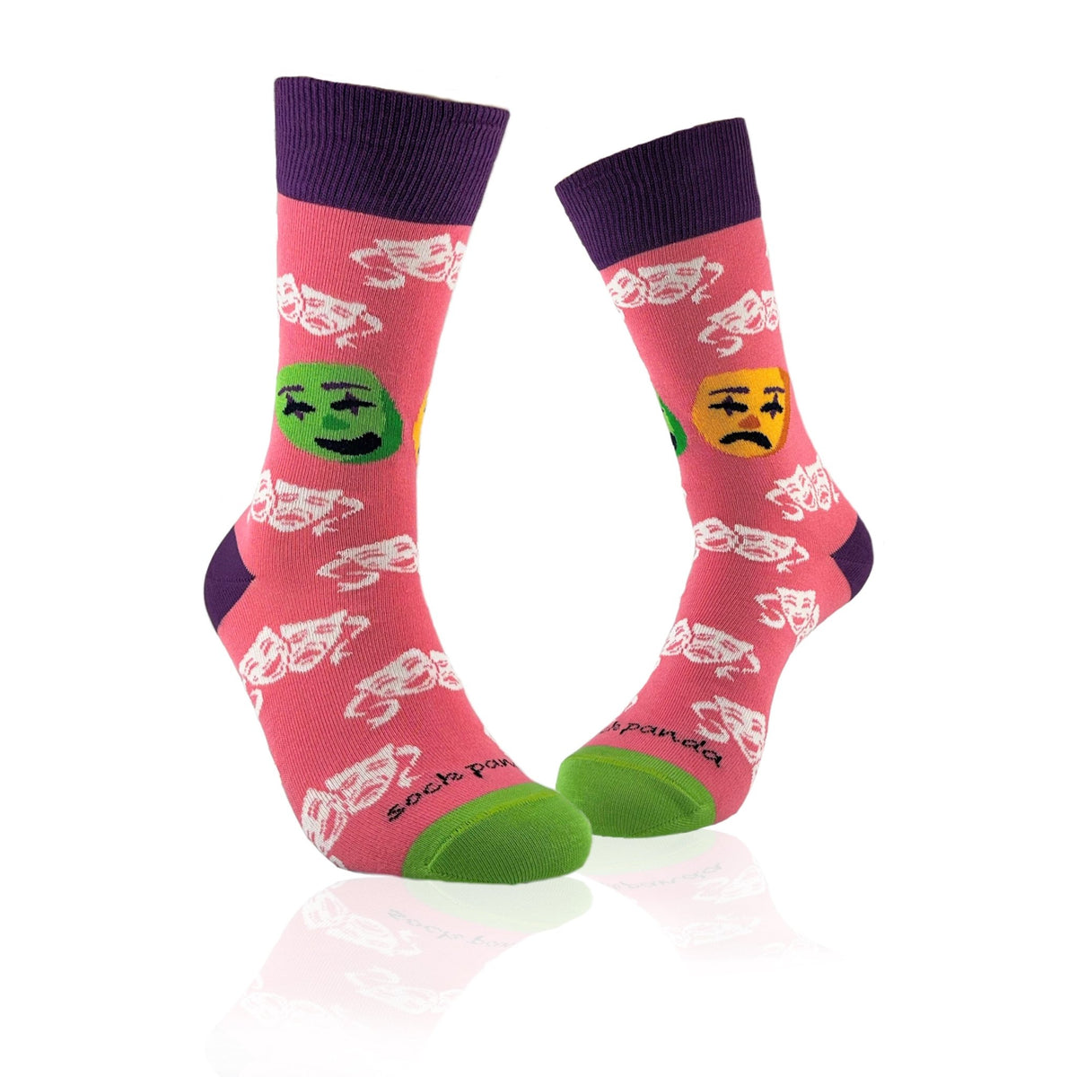 Classical Comedy and Tragedy Masks Socks from the Sock Panda, HappySadMaskMd