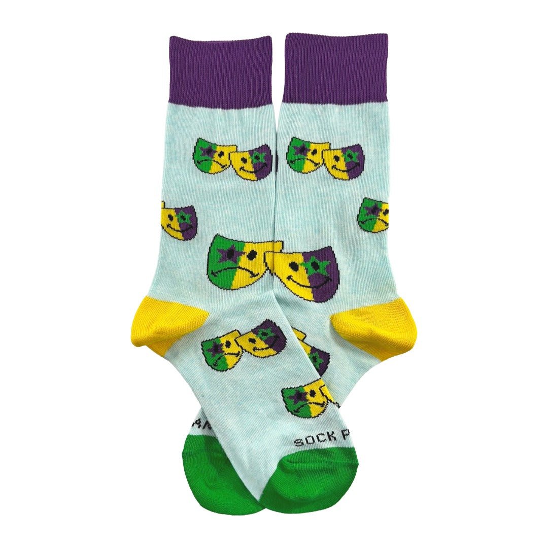 Classical Comedy and Tragedy Masks Socks from the Sock Panda (Adult Small), HappySadMaskSm
