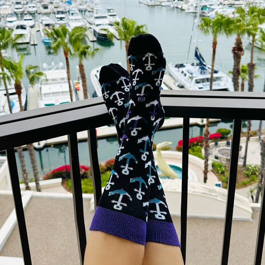 Colorful Anchor Pattern Socks (Adult Medium - Women's Shoe Sizes 5 - 10)