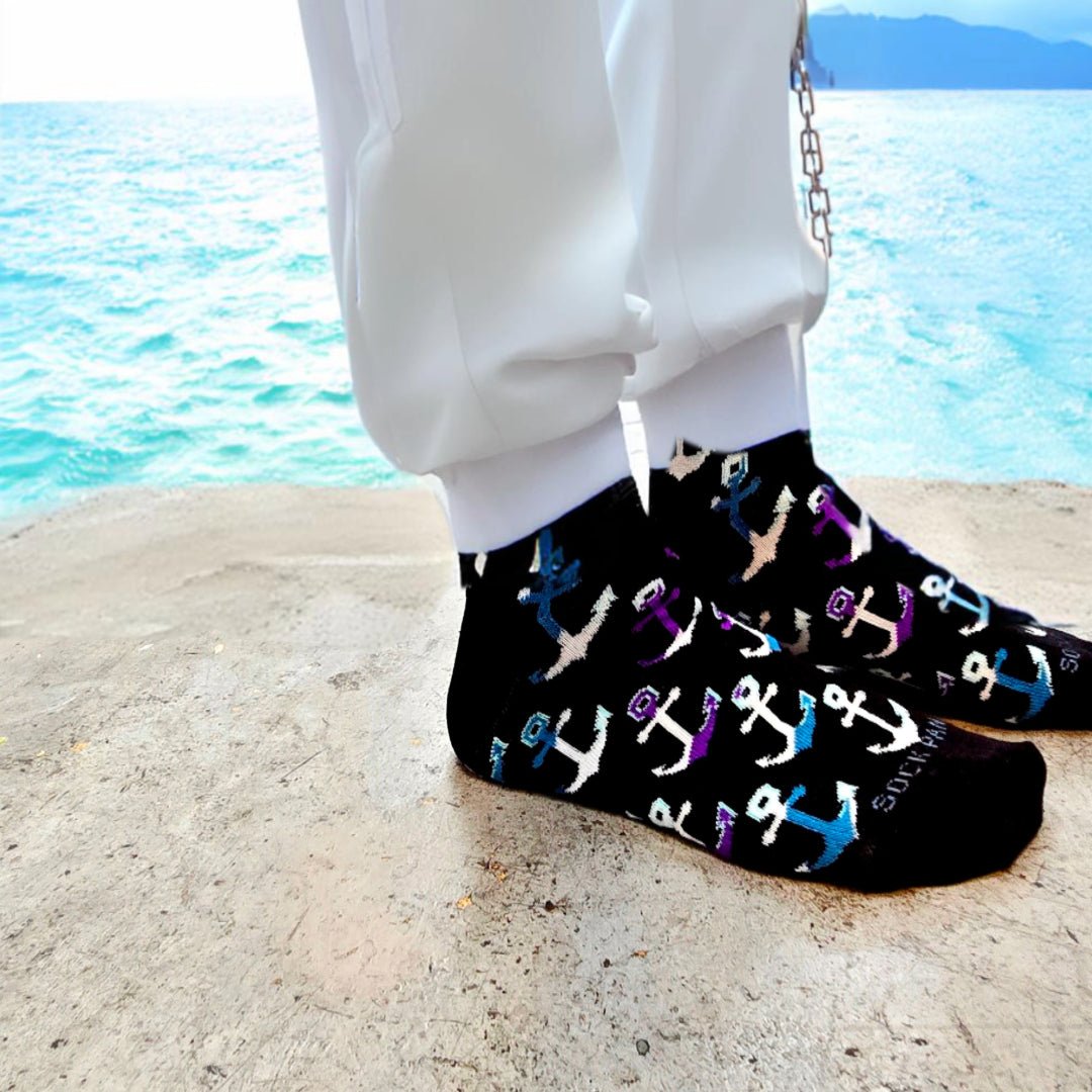 Colorful Anchor Pattern Socks from the Sock Panda, Lg-Anchor Pat