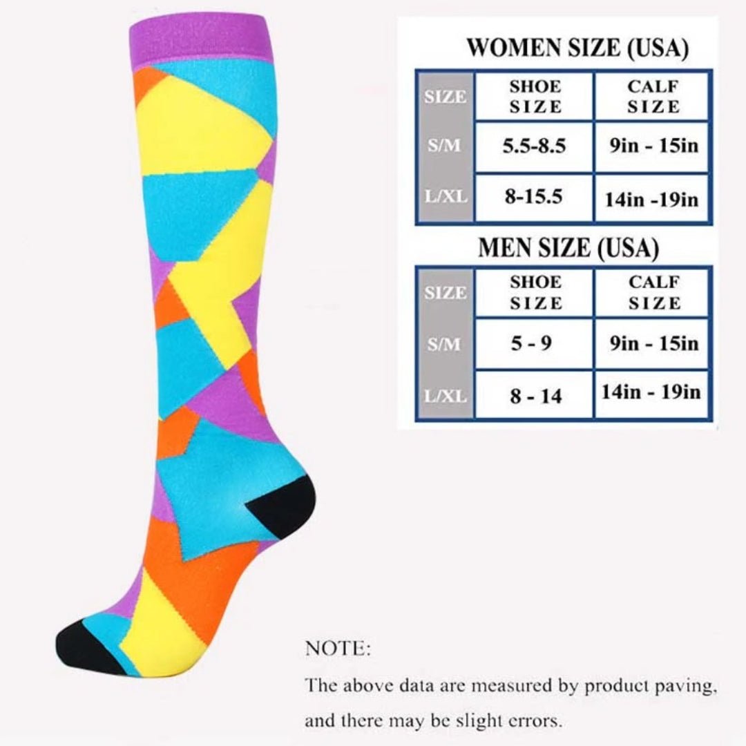 Colorful Geometric Knee High (Compression Socks), GeoCompMd