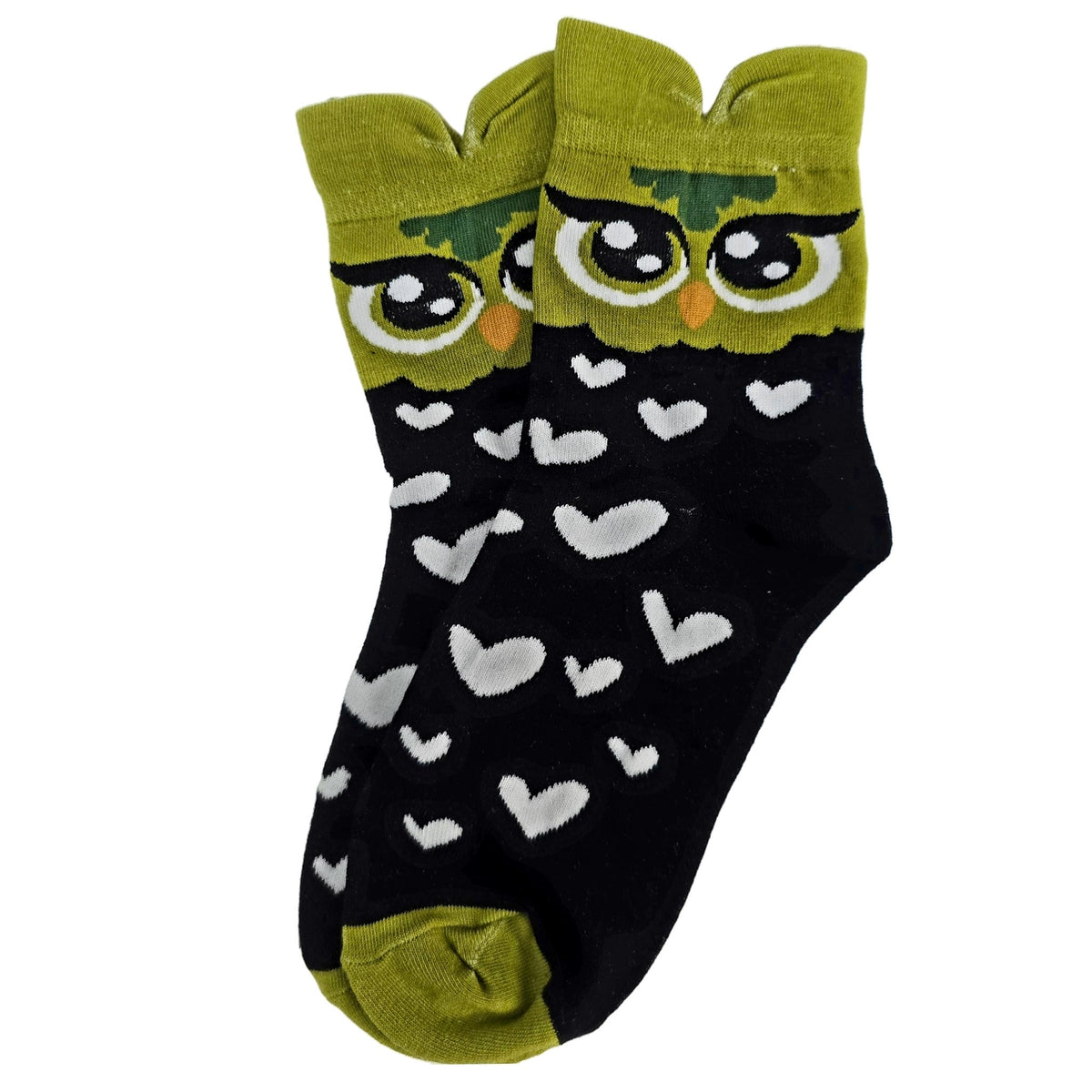 Colorful Owl Crew Socks (Adult Medium - Women's Shoe Sizes 5-10), Green2OwlMd