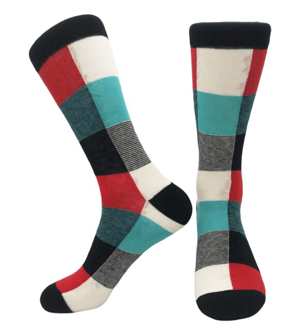 Colorful Plaid Patterned Socks from the Sock Panda (Adult Large - Men's Shoe Sizes 8-12), PlaidSquareLg