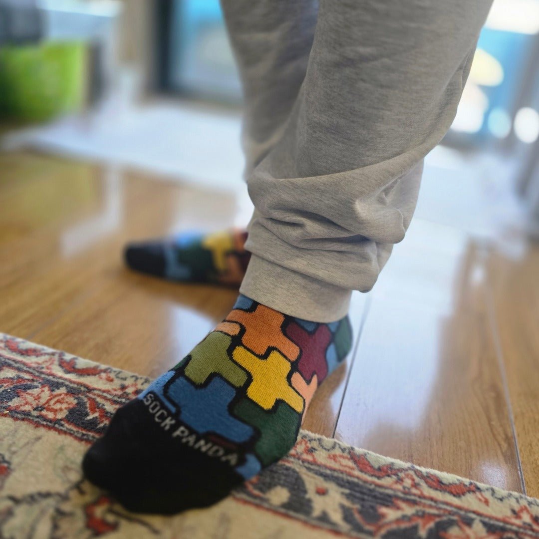 Colorful Puzzle Pattern Socks from the Sock Panda (Adult Large), Colorful Puzzle