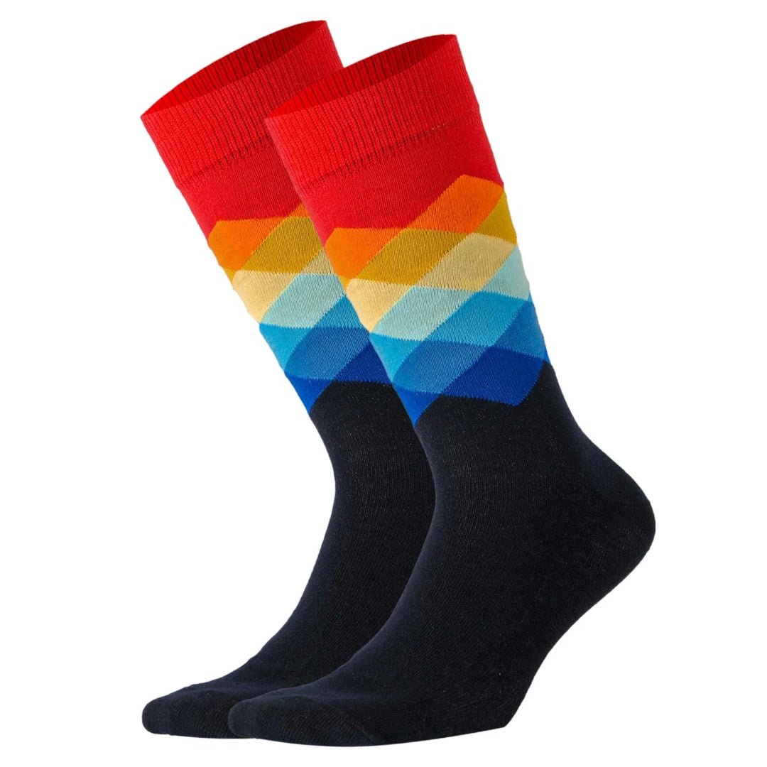 Colorful Red Diamond Argyle Pattern Socks from the Sock Panda, RedDiamArgLg