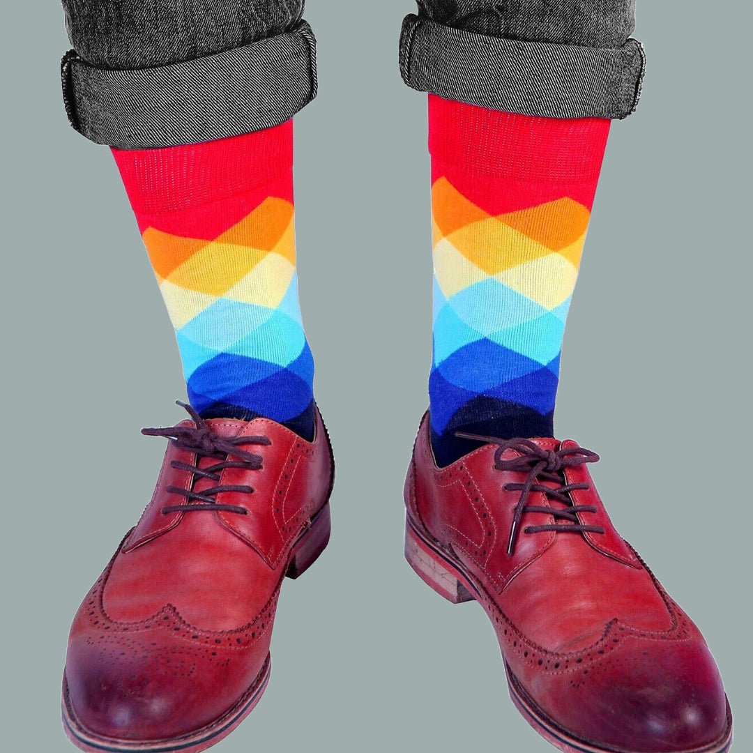 Colorful Red Diamond Argyle Pattern Socks from the Sock Panda, RedDiamArgLg