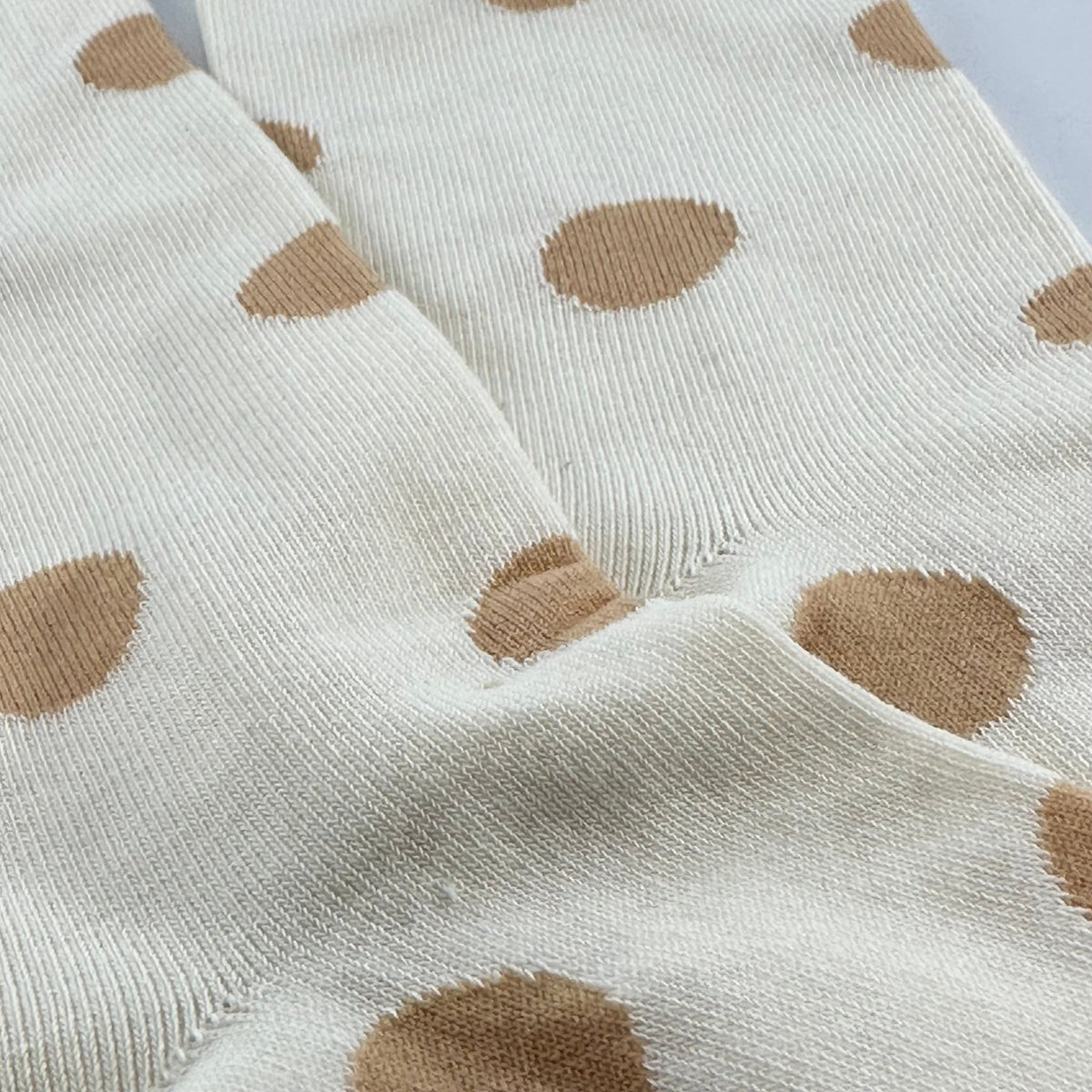 Cream and Beige Polka Dot Socks from the Sock Panda (Adult Large), BeigePolkaDotLg