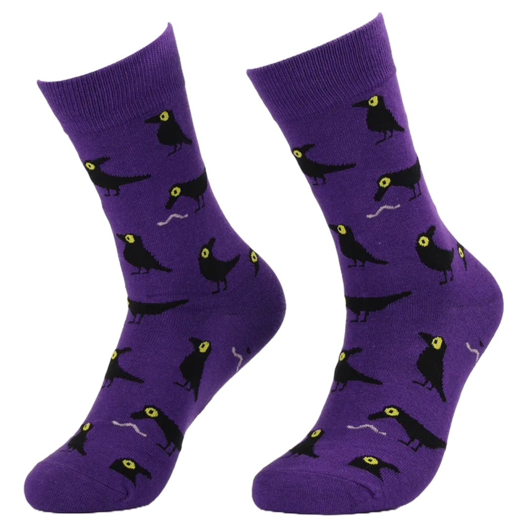 Crow Socks from the Sock Panda (Adult Medium - Women's Shoe Sizes 5-10), PurpleCrowMd