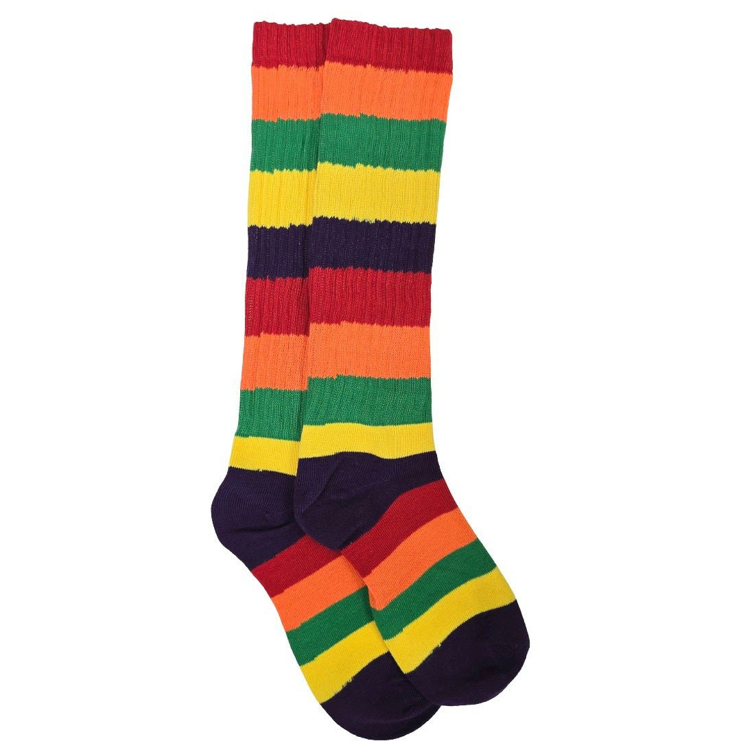 Dark Rainbow Slouch Socks (Adult Medium) - Heavyweight, DarkRainSlouchMd