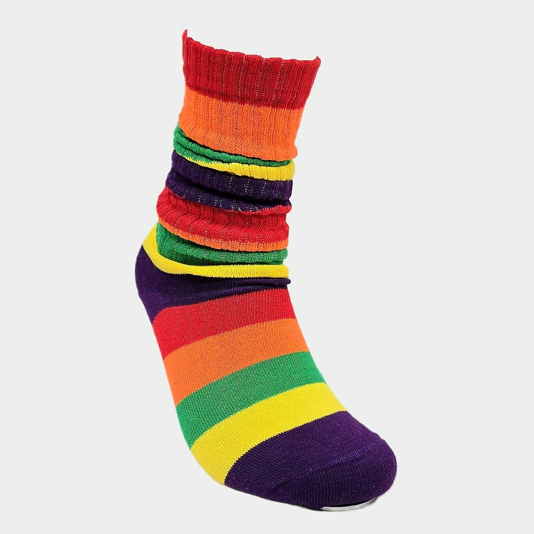 Dark Rainbow Slouch Socks (Adult Medium) - Heavyweight, DarkRainSlouchMd