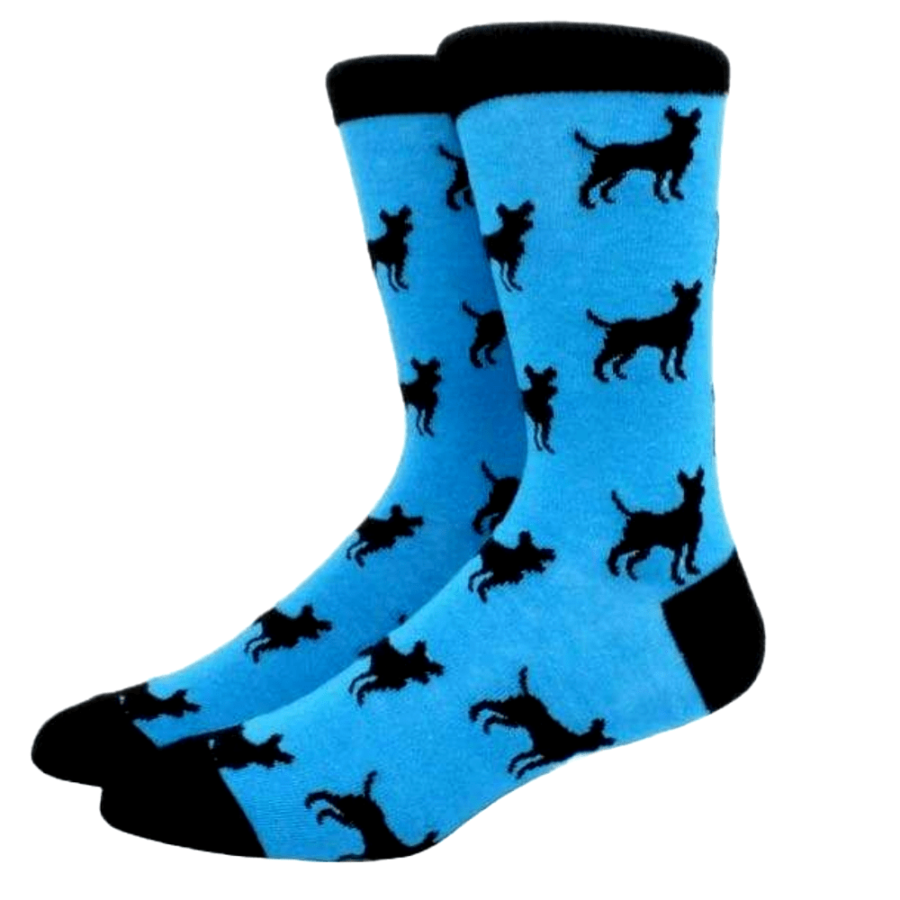Dog Pattern Socks from the Sock Panda (Adult Large - Men's Shoe Sizes 8-12), BlueDogPattLg
