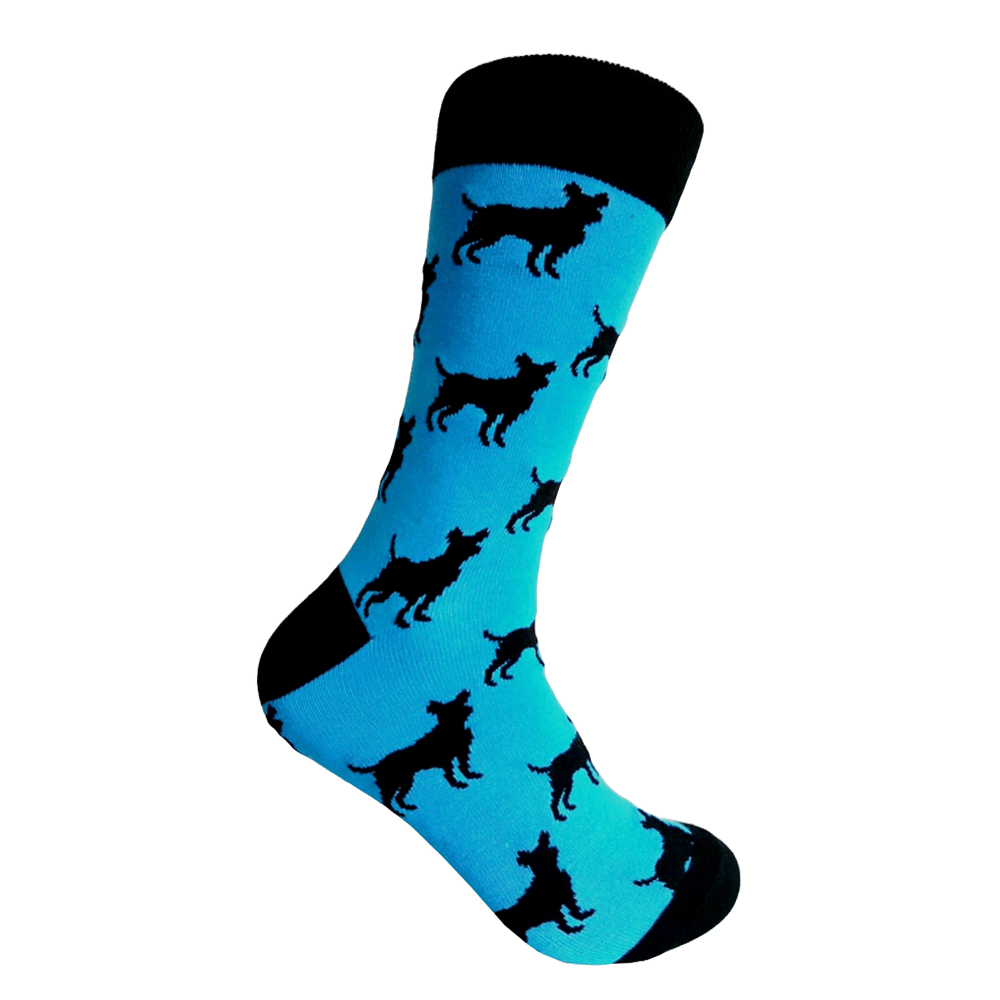 Dog Pattern Socks from the Sock Panda (Adult Large - Men's Shoe Sizes 8-12), BlueDogPattLg