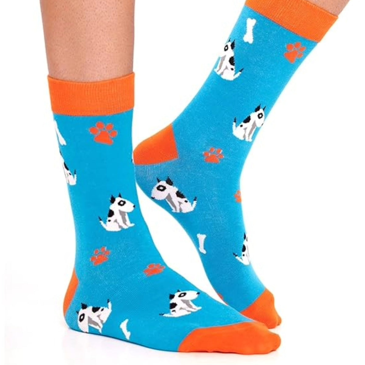 Dog with Bones & Paw Prints from the Sock Panda (Adult Medium - Women's Shoe Sizes 5-10), DogBonePawMd