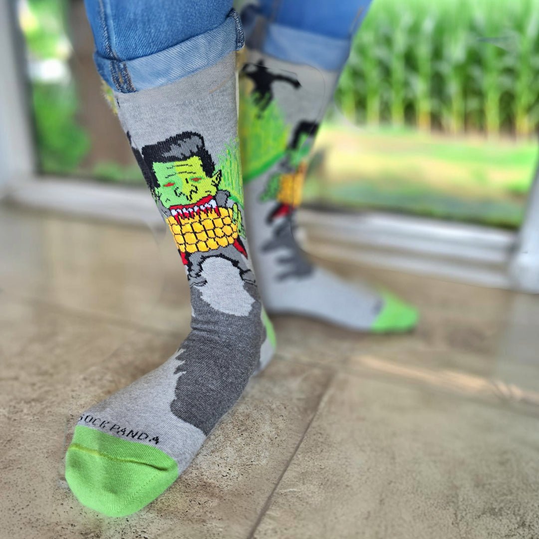 Dracula Eating Corn Socks from the Sock Panda, DraculaCornLg
