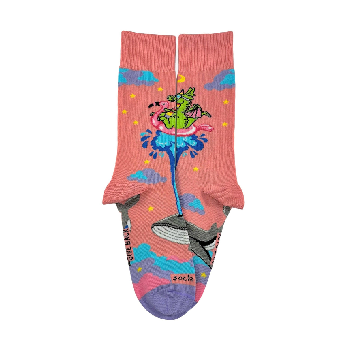 Dream Dragon and Whale Socks from the Sock Panda (Adult Medium - Women's Shoe Sizes 5-10), DreamDragonMd