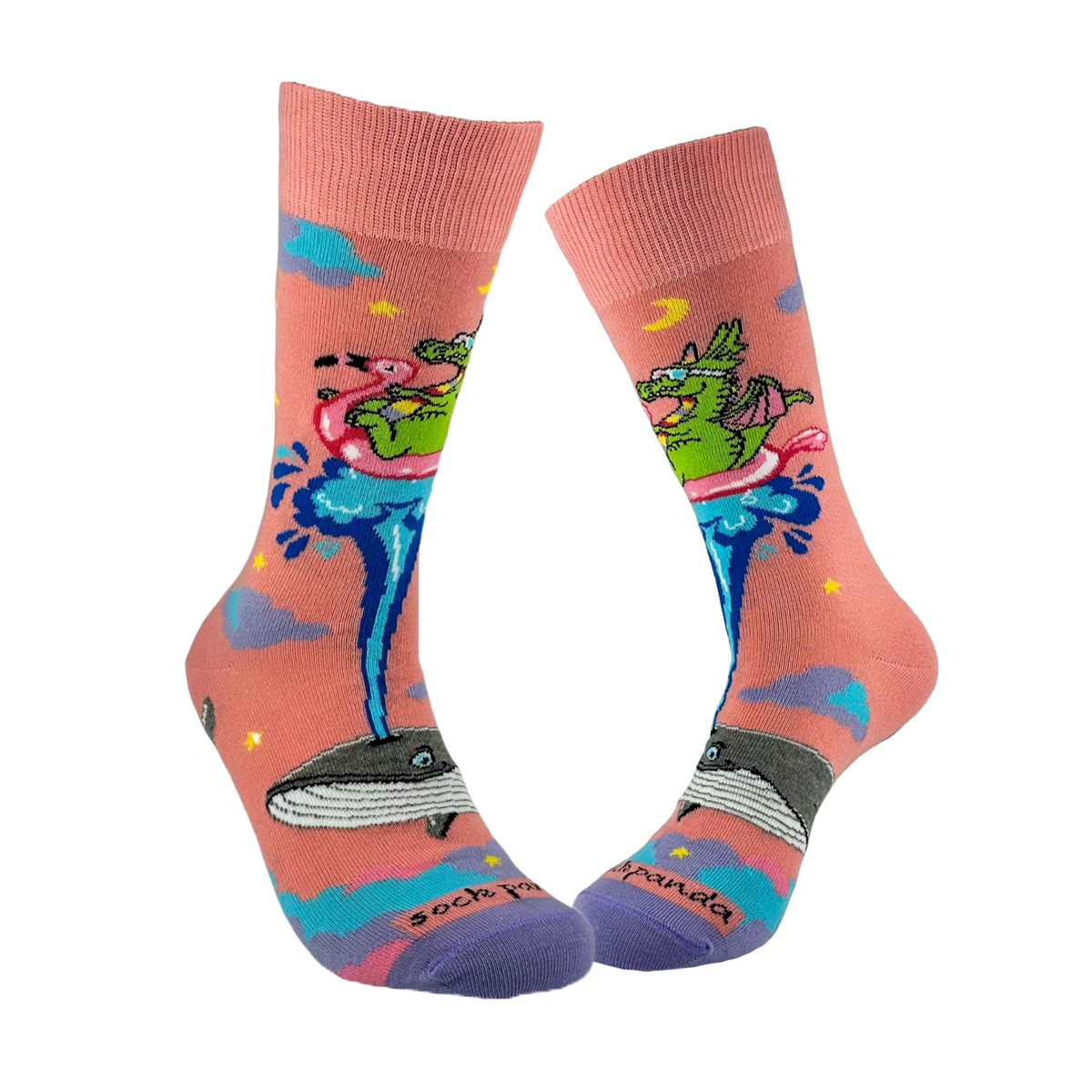 Dream Dragon and Whale Socks from the Sock Panda (Adult Medium - Women's Shoe Sizes 5-10), DreamDragonMd