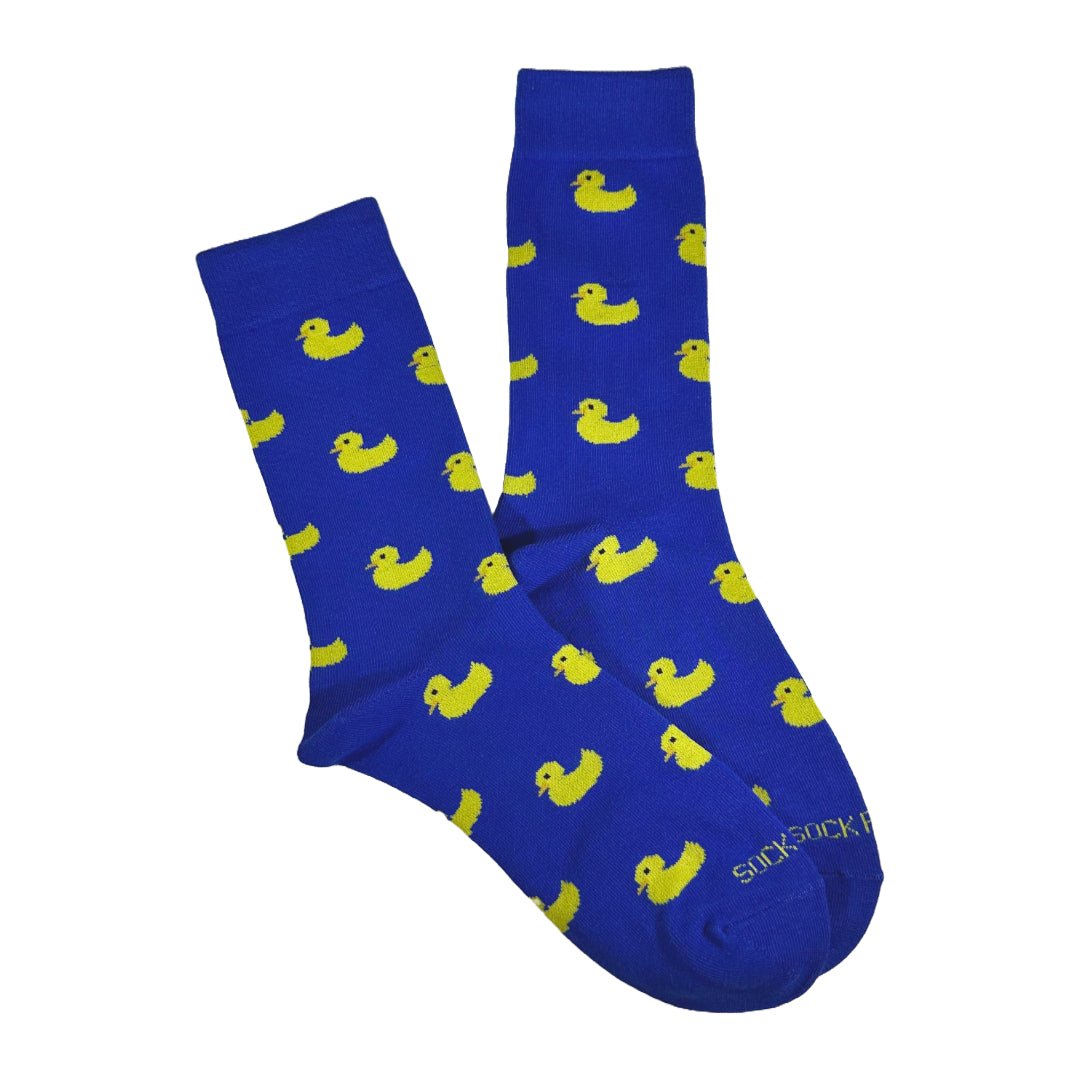 Duck Pattern Socks from the Sock Panda (Adult Large - Men's Shoe Sizes 8-12), BlueDuckLg