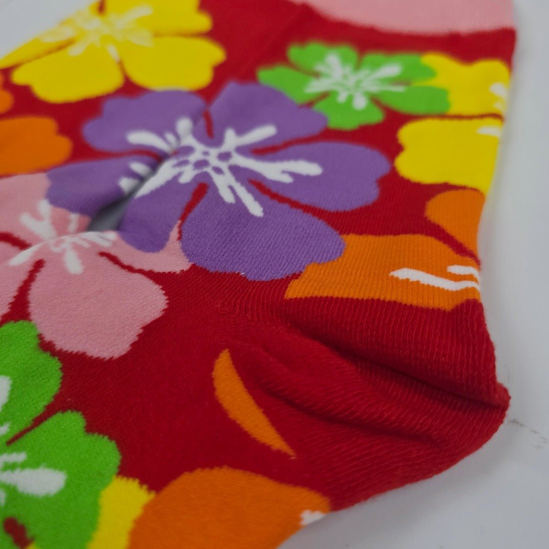 Exotic Flower Socks from the Sock Panda (Adult Medium - Women's Shoe Sizes 5-10), RedFlowerMd