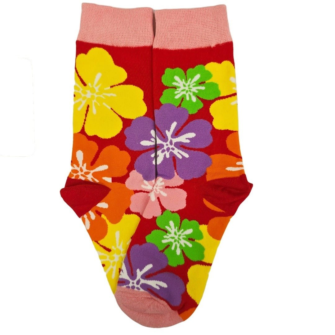 Exotic Flower Socks from the Sock Panda (Adult Medium - Women's Shoe Sizes 5-10), RedFlowerMd