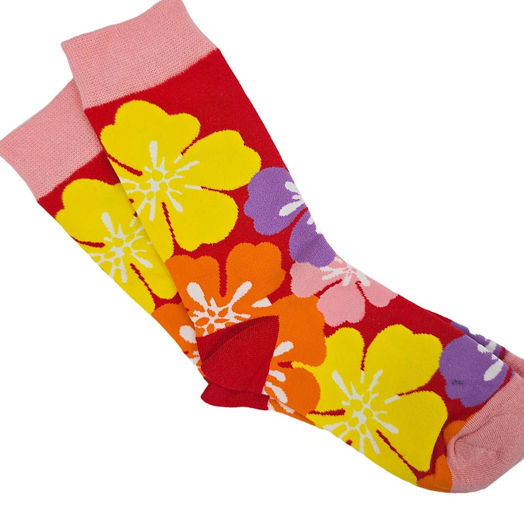 Exotic Flower Socks from the Sock Panda (Adult Medium - Women's Shoe Sizes 5-10), RedFlowerMd