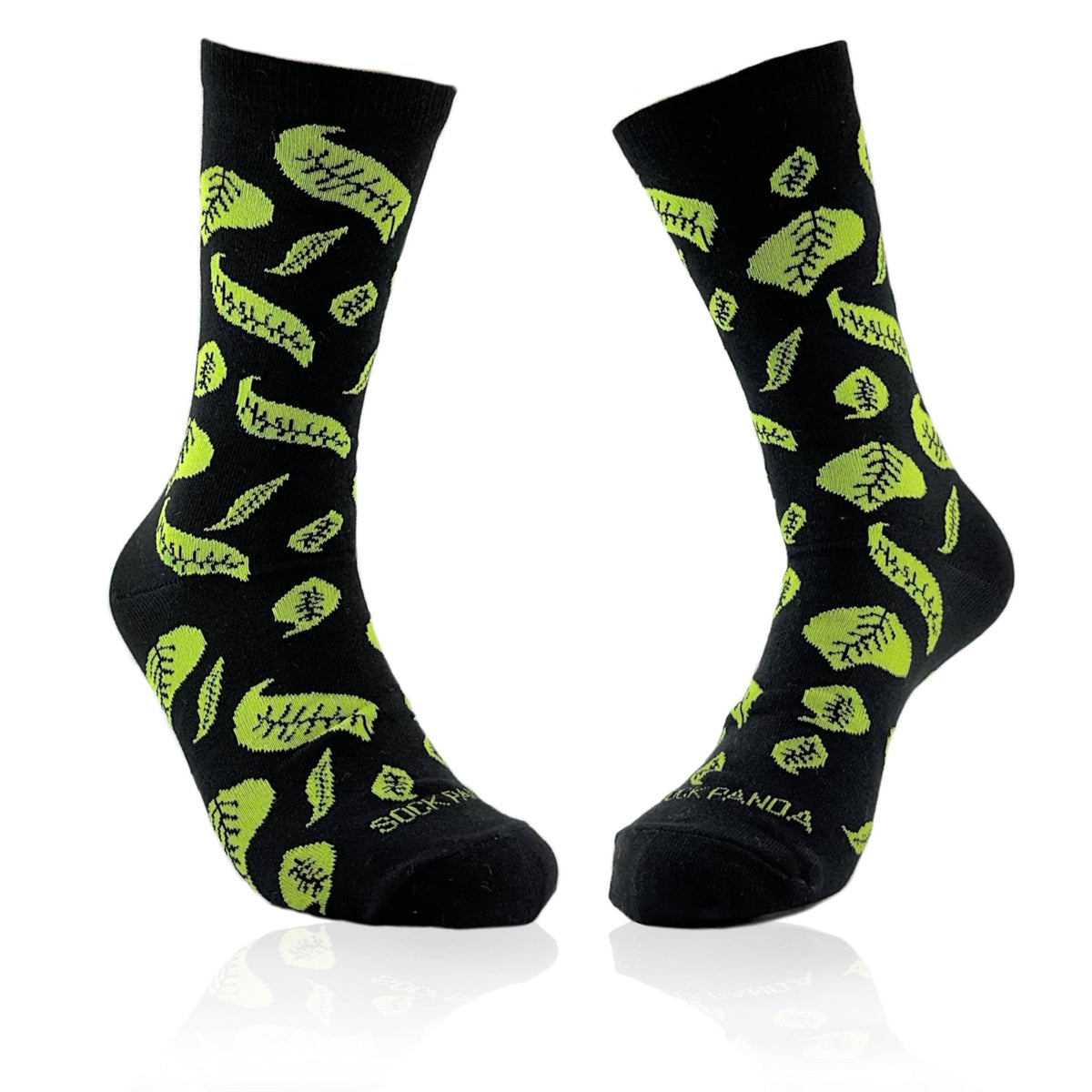 Fall Leaf Pattern Socks the Sock Panda (Adult Medium - Women's Shoe Sizes 5-10), BlackLeafMd