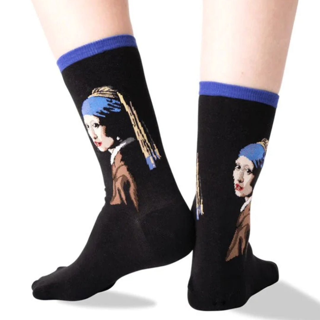 Famous Art Socks - Girl with a Pearl Earring (with bead/pearl), PeralEarMd2