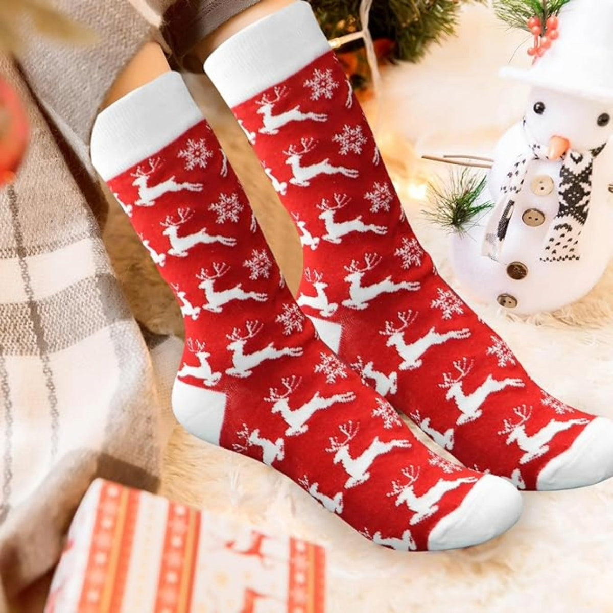 Festive Frolicking Reindeers Holiday Socks (Adult Medium - Women's Shoe Sizes 5-10), Frolicking Reindeer