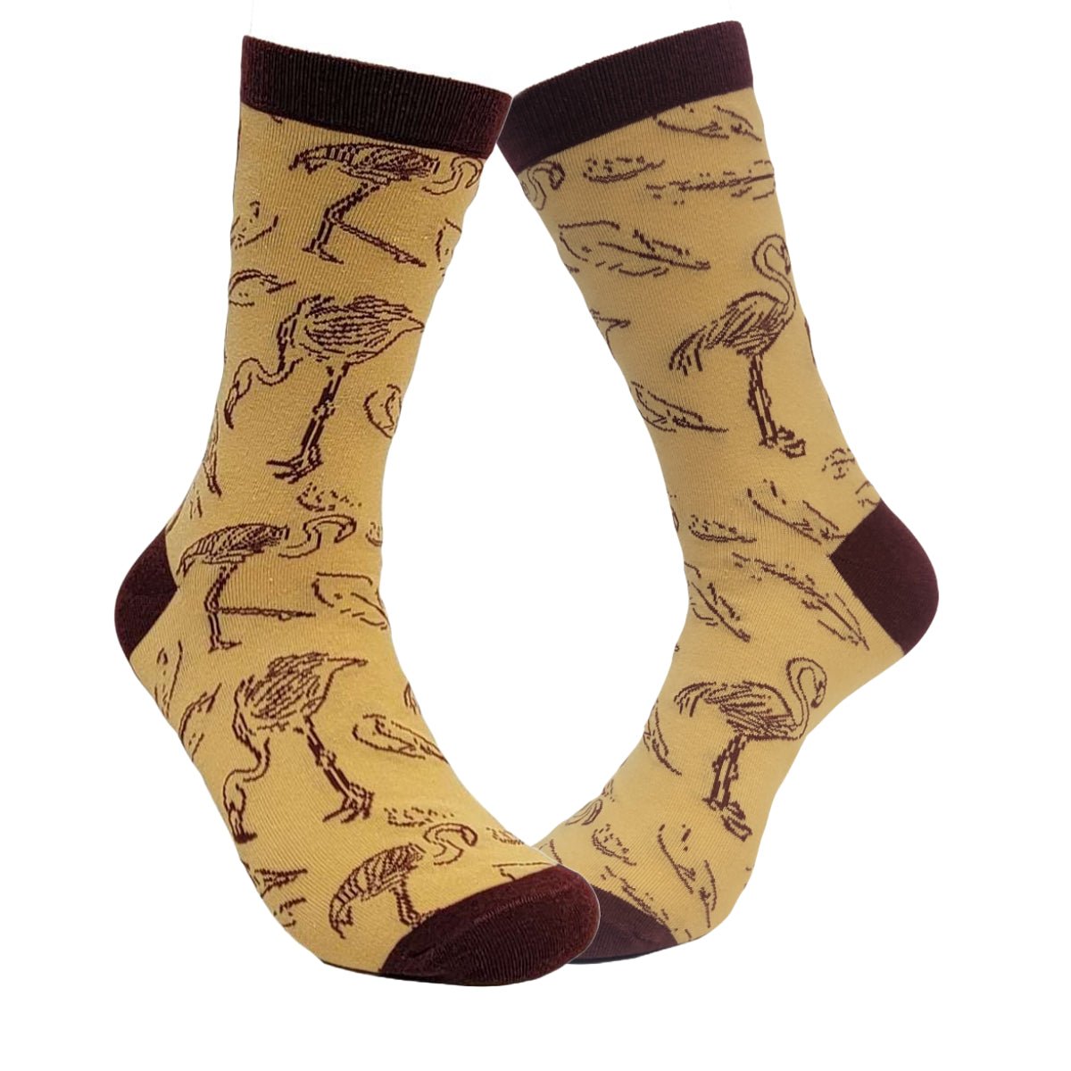 Flamingo Pattern Socks from the Sock Panda (Adult Medium - Women's Shoe Sizes 5-10), Brown-Flamingo