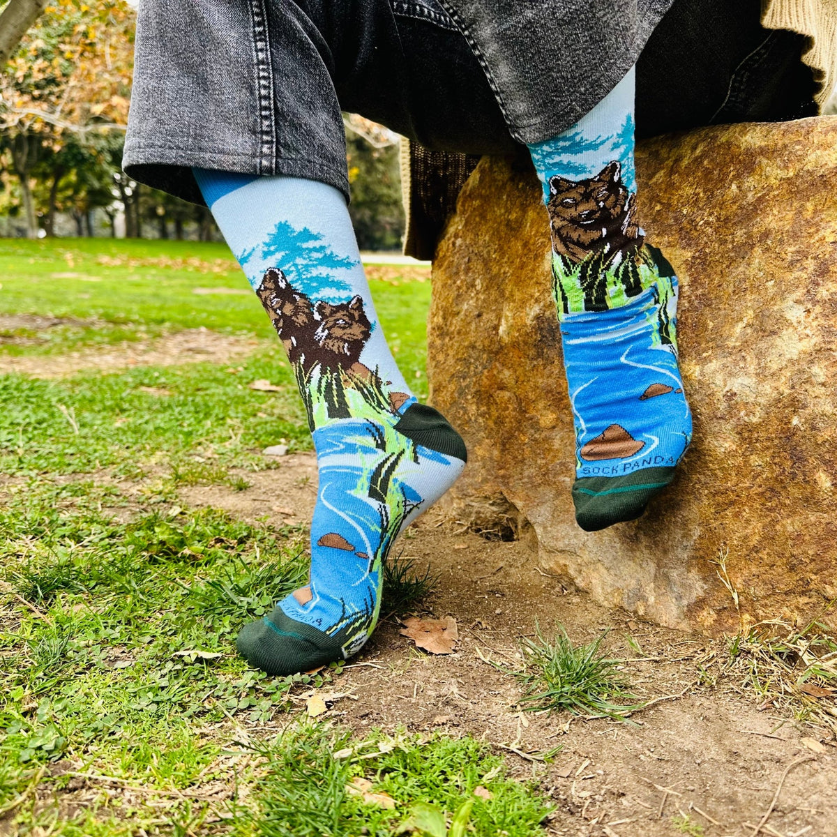 Forest Wolves Socks from the Sock Panda (Adult Large), ForestWolfLg
