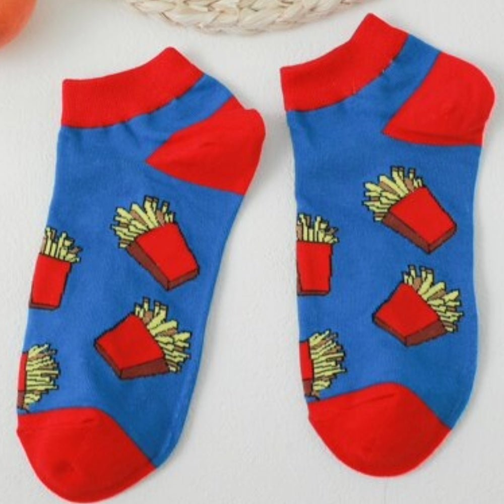 French Fries Ankle Socks (Adult Large - Men's Shoe Sizes 8 - 12)