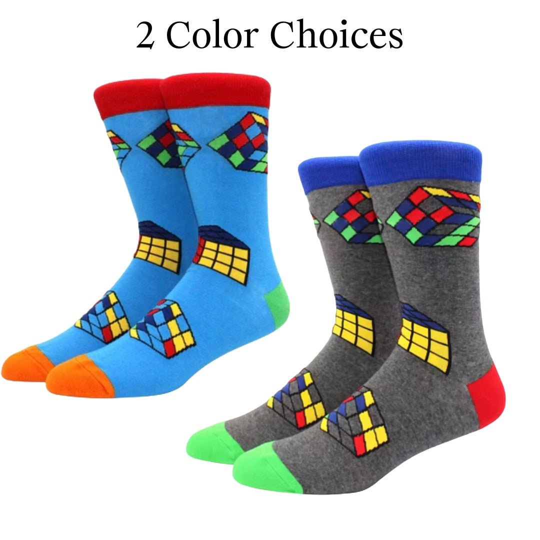 Fun Puzzle Cube Socks - Sock Panda (Adult Large - Men's Shoe Sizes 8-12), Puzzle Cube2
