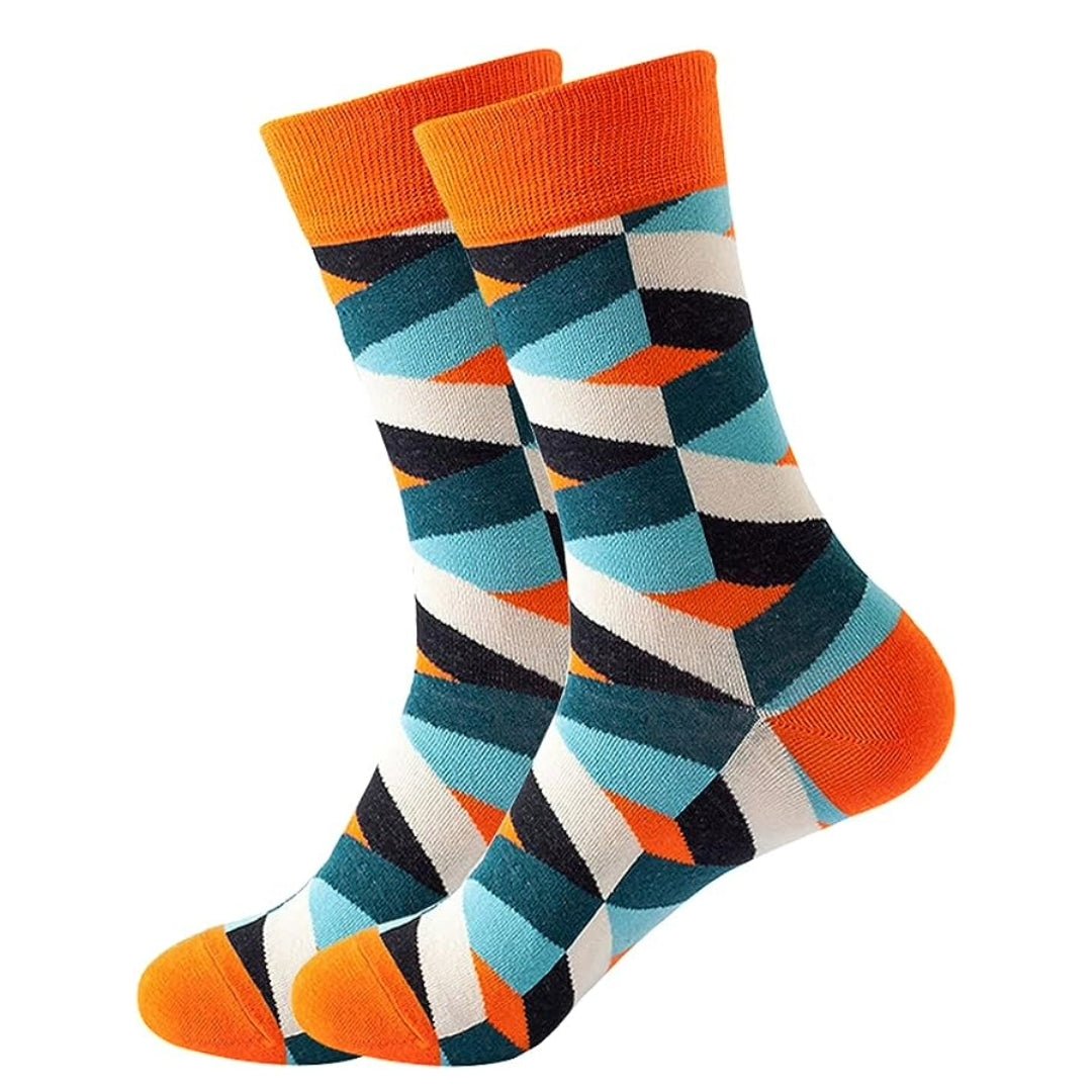 Funky Geometric Patterned Socks from the Sock Panda, FunkyOrangeMd