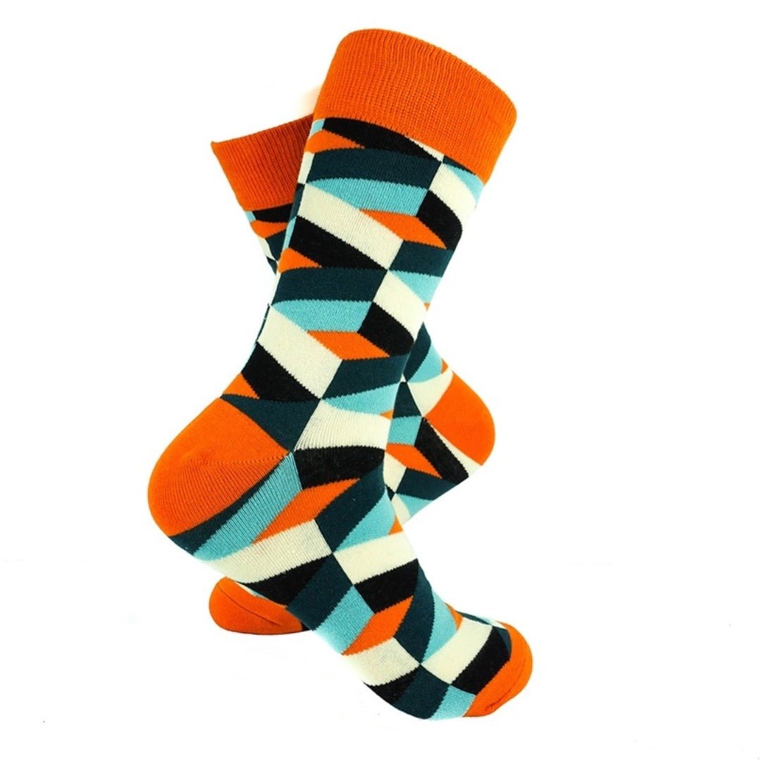 Funky Geometric Patterned Socks from the Sock Panda, FunkyOrangeMd