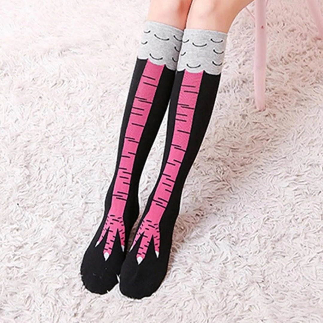 Funny Chicken Leg Socks (Knee High), ChickWhiYellknee