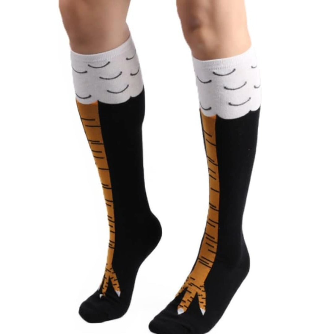 Funny Chicken Leg Socks (Knee High), ChickWhiYellknee