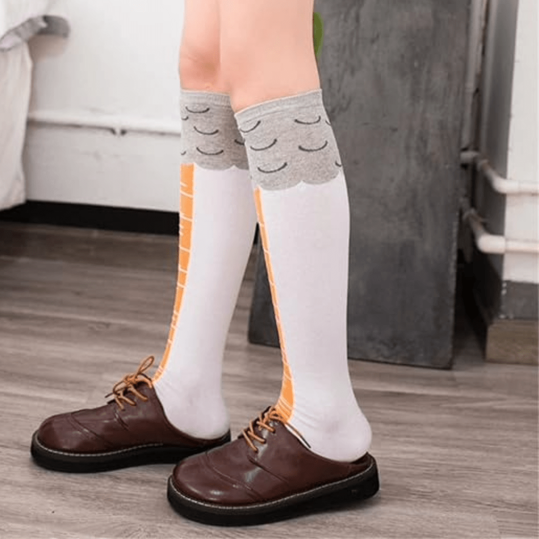 Funny Chicken Leg Socks (Knee High), ChickWhiYellknee