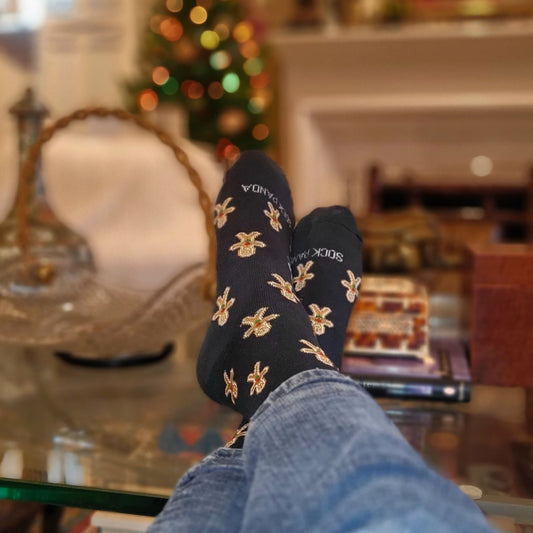 Gingerbread Man Patterned Socks from the Sock Panda (Adult Large - Men's Shoe Sizes 8 - 12)