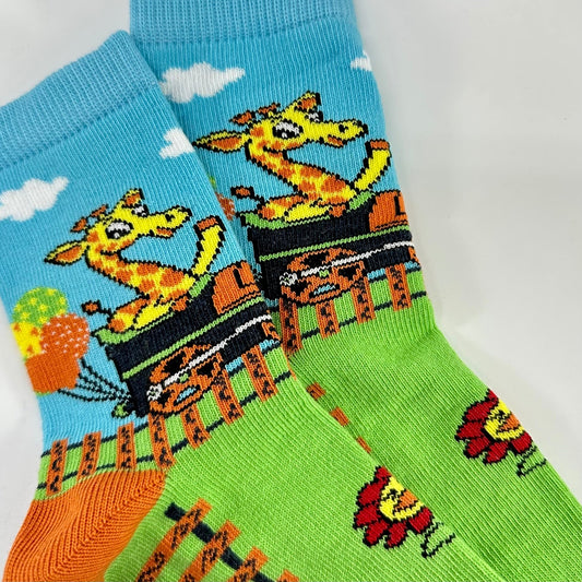 Giraffe in a Train Socks from the Sock Panda (Ages 3 - 7)