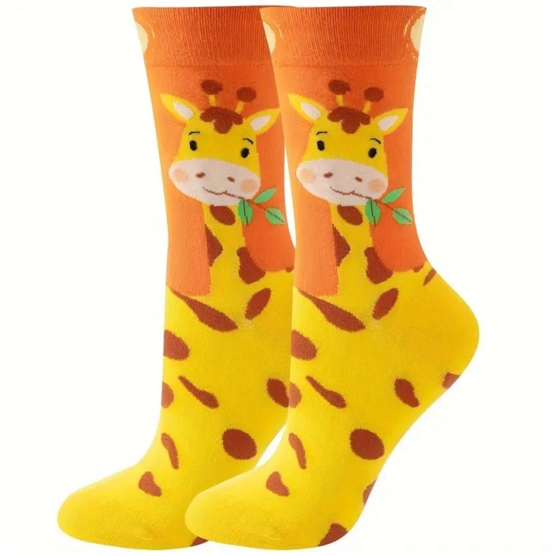 Giraffe Socks from the Sock Panda (Adult Medium - Women's Shoe Sizes 5-10), GiraffeFaceMd